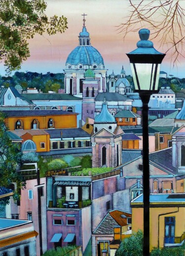 Painting titled "ROME" by Jean-Michel Yon, Original Artwork, Oil Mounted on Wood Stretcher frame