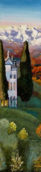 Peinture intitulée "la maison de l'ange" par Jean-Michel Yon, Œuvre d'art originale, Huile Monté sur Châssis en bois