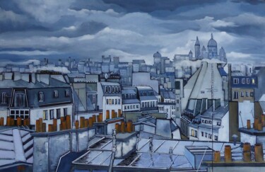 Ζωγραφική με τίτλο "hiver" από Jean-Michel Yon, Αυθεντικά έργα τέχνης, Λάδι Τοποθετήθηκε στο Ξύλινο φορείο σκελετό