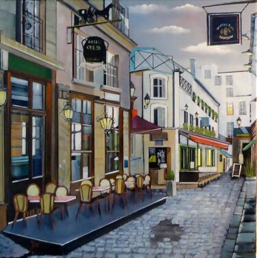 Painting titled "paris debut de soir…" by Jean-Michel Yon, Original Artwork, Oil Mounted on Wood Stretcher frame