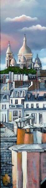 Painting titled "Paris" by Jean-Michel Yon, Original Artwork, Oil Mounted on Wood Stretcher frame