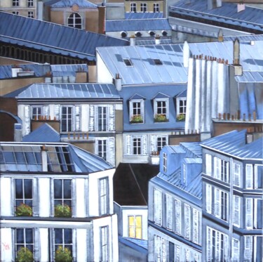 "les balcon fleuris" başlıklı Tablo Jean-Michel Yon tarafından, Orijinal sanat, Petrol Ahşap Sedye çerçevesi üzerine monte e…