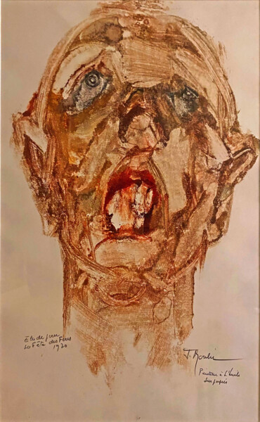 Pintura titulada ""Fête des pères 1"" por Jean Moulin, Obra de arte original, Oleo Montado en Cartulina