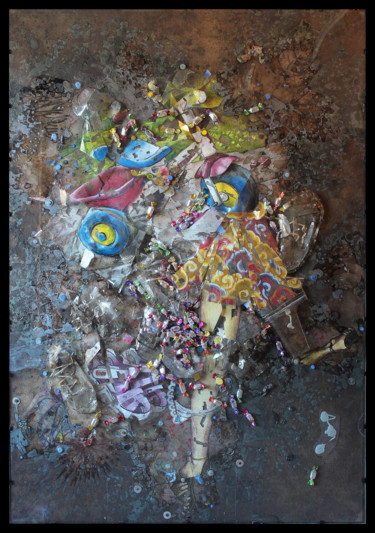 Collages intitulée "Les bonbons" par Jean Noel Crepin, Œuvre d'art originale, Collages