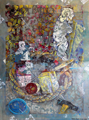 Collages intitulée "White Spirit" par Jean Noel Crepin, Œuvre d'art originale, Collages