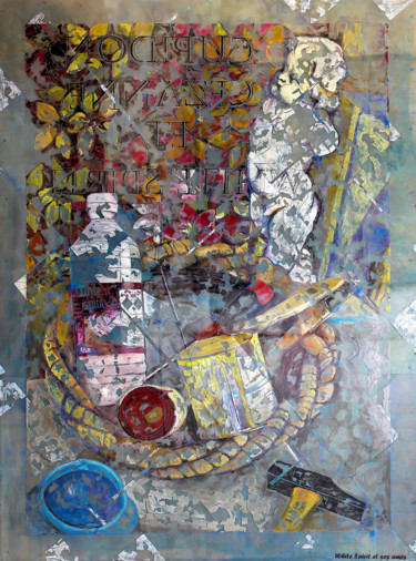 White Spirit Collages intitulée "White Spirit" par Jean Noel Crepin, Œuvre d'art originale, Collages