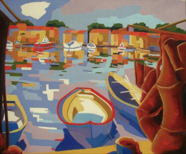 Painting titled "Sète, la Pointe Cou…" by Jean-Noël Le Junter, Original Artwork, Oil Mounted on Wood Stretcher frame