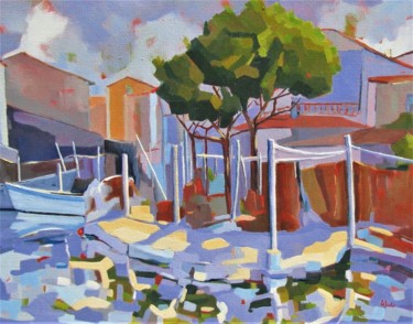 Painting titled "Sète, la Pointe Cou…" by Jean-Noël Le Junter, Original Artwork, Oil Mounted on Wood Stretcher frame