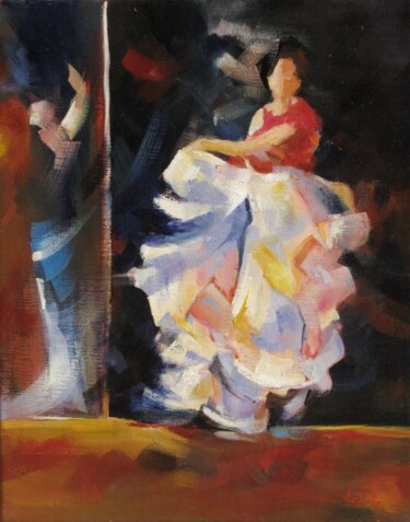 Painting titled "Danseuse de Sévilla…" by Jean-Noël Le Junter, Original Artwork, Oil Mounted on Wood Stretcher frame