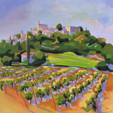 Peinture intitulée "Montferrier sur Lez" par Jean-Noël Le Junter, Œuvre d'art originale, Huile Monté sur Châssis en bois