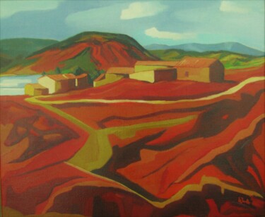 Painting titled "Les Vailhés 5, pays…" by Jean-Noël Le Junter, Original Artwork, Oil Mounted on Wood Stretcher frame