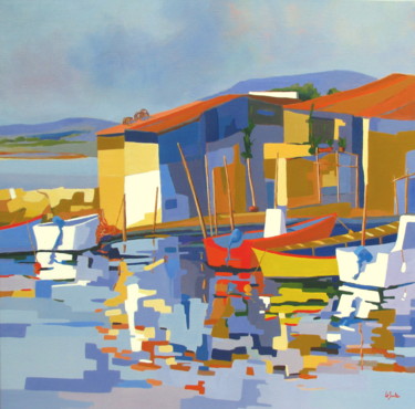 Painting titled "Sète , la Pointe Co…" by Jean-Noël Le Junter, Original Artwork, Oil Mounted on Wood Stretcher frame