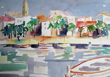 Peinture intitulée "Le port de Sanary." par Jean-Noël Le Junter, Œuvre d'art originale, Aquarelle