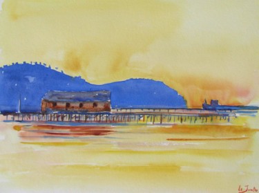 Painting titled "le parc à huitres d…" by Jean-Noël Le Junter, Original Artwork, Watercolor