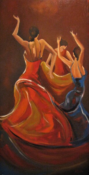 Peinture intitulée "Danseuses de Sévill…" par Jean-Noël Le Junter, Œuvre d'art originale, Huile Monté sur Châssis en bois
