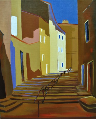 Painting titled "La Montée des Accou…" by Jean-Noël Le Junter, Original Artwork, Oil Mounted on Wood Stretcher frame