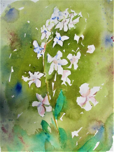 Malerei mit dem Titel "Jasmin de Grasse" von Jean-Noël Le Junter, Original-Kunstwerk, Aquarell