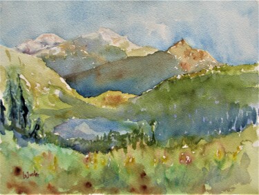 Painting titled "Le lac d'Arvouin 1" by Jean-Noël Le Junter, Original Artwork, Watercolor