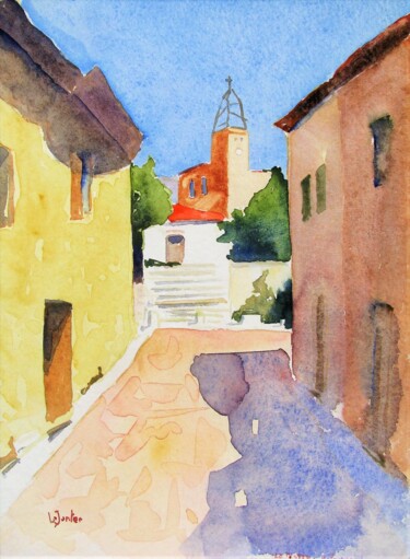 Pintura intitulada "Le hameau du Barry,…" por Jean-Noël Le Junter, Obras de arte originais, Aquarela Montado em Painel de ma…