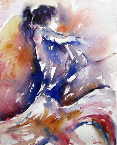 Pintura intitulada "Danseuse  de Sévill…" por Jean-Noël Le Junter, Obras de arte originais, Aquarela Montado em Painel de ma…
