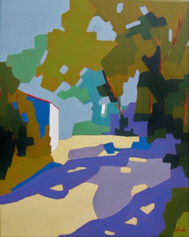 제목이 "Le Vieux Mas 3"인 미술작품 Jean-Noël Le Junter로, 원작, 기름 나무 들것 프레임에 장착됨