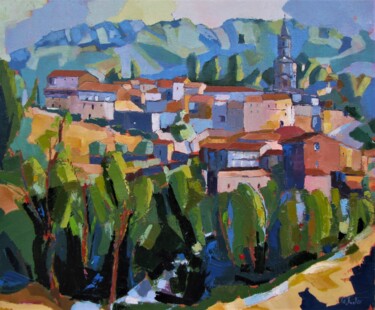Peinture intitulée "Le village de Boiss…" par Jean-Noël Le Junter, Œuvre d'art originale, Huile Monté sur Châssis en bois