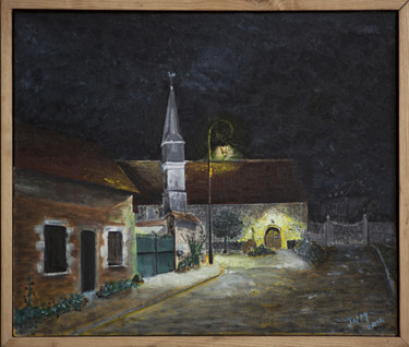 Painting titled "Prasville place de…" by Jnm, Original Artwork, Oil