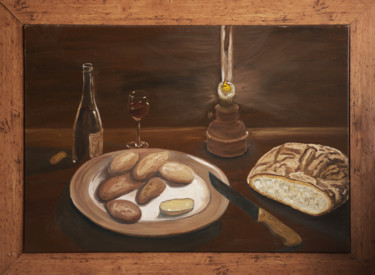 Peinture intitulée "Repas d'antan.jpg" par Jnm, Œuvre d'art originale, Huile