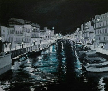 Painting titled "Sète  ( le quai de…" by Jean Noel Remy, Original Artwork, Oil