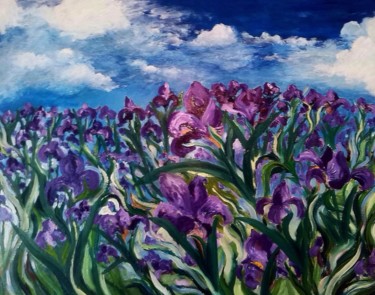 Pintura titulada "les iris" por Jean Noel Remy, Obra de arte original, Oleo