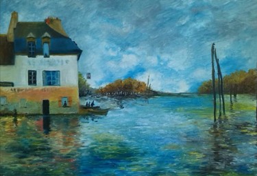 Painting titled "Inondation à port M…" by Jean Noel Remy, Original Artwork, Oil