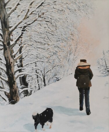 Painting titled "Sur le chemin de Pe…" by Jean Noel Remy, Original Artwork, Oil