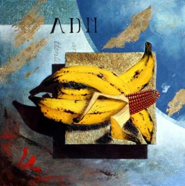 Malerei mit dem Titel "bananes transgéniqu…" von Jean-Noël Riou, Original-Kunstwerk, Öl