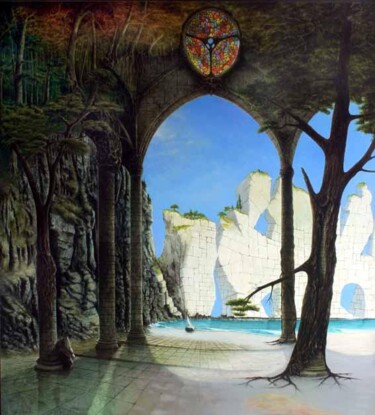Pittura intitolato "le refuge du pêcheur" da Jean-Noël Riou, Opera d'arte originale, Olio