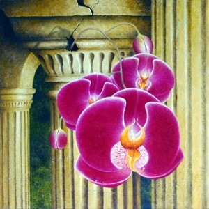 Peinture intitulée "orchidée" par Jean-Noël Riou, Œuvre d'art originale