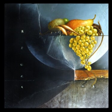 Peinture intitulée "la ficelle ruiselle" par Jean-Noël Riou, Œuvre d'art originale, Huile