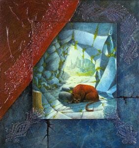 Peinture intitulée "la gardienne du tem…" par Jean-Noël Riou, Œuvre d'art originale, Autre