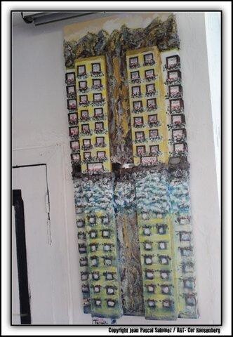 Schilderij getiteld "Twin towers" door Jean Pascal Salomez, Origineel Kunstwerk, Olie