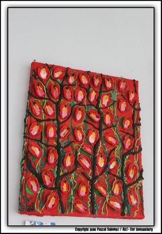Schilderij getiteld "Red kiss" door Jean Pascal Salomez, Origineel Kunstwerk, Olie
