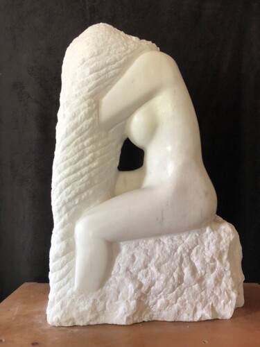 Sculpture titled "Pensée Insoupçonnée" by Jean-Paul Baudry, Original Artwork, Stone