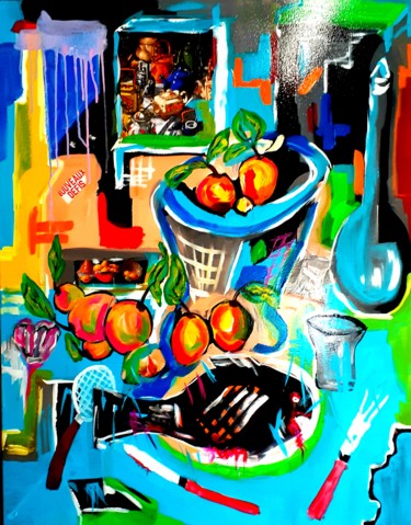 Peinture intitulée "CORBEILLE DE FRUITS" par Jean-Paul Bedel, Œuvre d'art originale, Acrylique