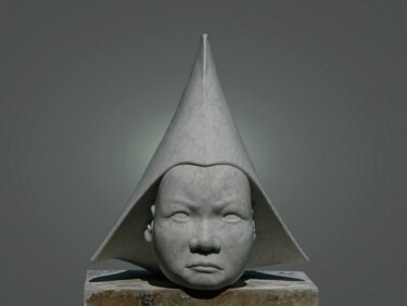 Скульптура под названием "Petit tibetain" - Jean-Paul Daire, Подлинное произведение искусства, Камень