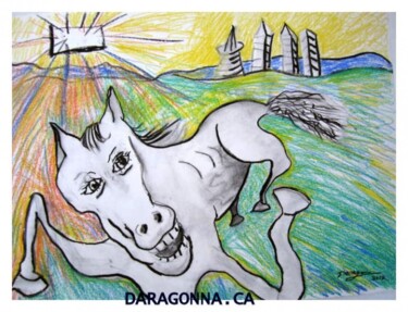 Peinture intitulée "Le cheval qui rit" par Jean-Paul Daragon, Œuvre d'art originale, Huile