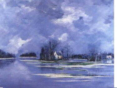 Peinture intitulée "Ciel de Loire" par Jean Paul Ferron, Œuvre d'art originale