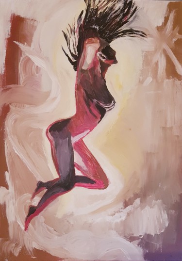 Painting titled "Woman" by Nelopo, Original Artwork, Acrylic Mounted on Wood Stretcher frame