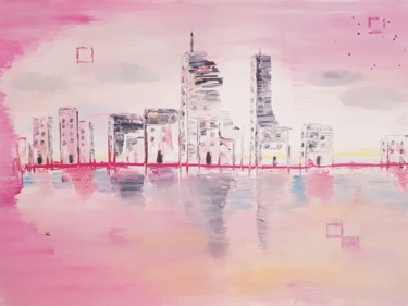 Painting titled "Bloody city" by Nelopo, Original Artwork, Acrylic Mounted on Wood Stretcher frame