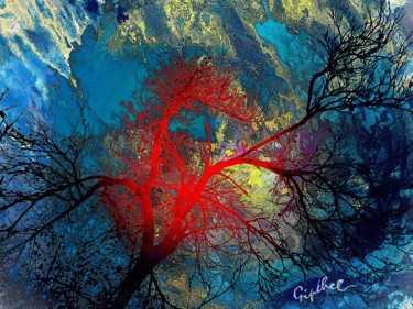 Цифровое искусство под названием "L'Arbre Rouge" - Gipéhel, Подлинное произведение искусства, Фотомонтаж
