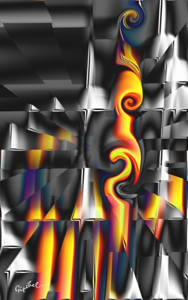 Digitale Kunst mit dem Titel "Fer et Flamme" von Gipéhel, Original-Kunstwerk, Digitale Malerei