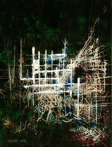 Painting titled "La Cage" by Gipéhel, Original Artwork, Acrylic