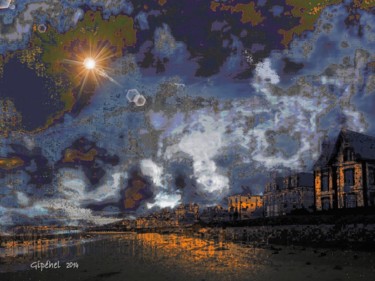Arts numériques intitulée "Lueurs sur la plage" par Gipéhel, Œuvre d'art originale, Photo montage
